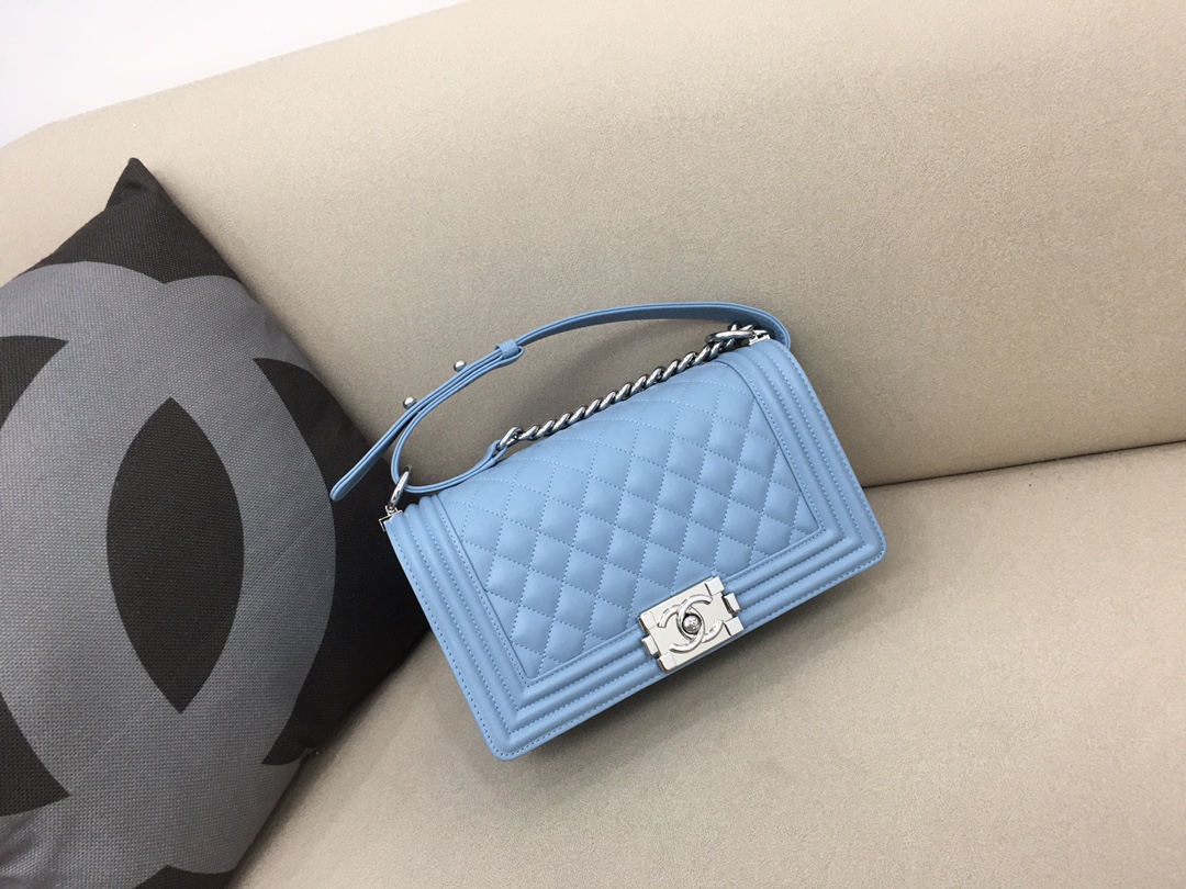 Lambskin Medium Boy Handbag Flap Bag A67086 Sky Blue